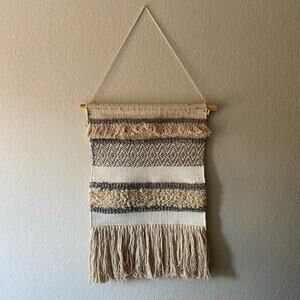 WALL TAPESTRY Decorative Shaggy Cotton Blend Neutral Natural Shabby Chic Boho